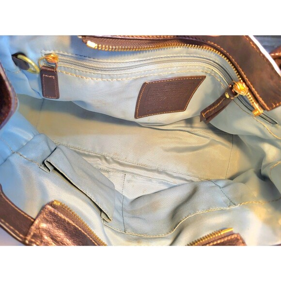 COACH 14282 bronze Madeline double handledl metaillic leather Satchel handbag - Picture 9 of 15